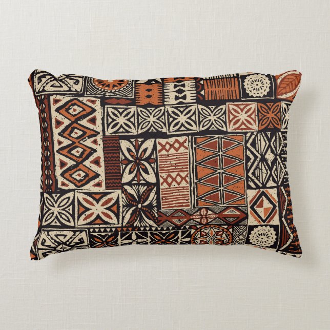 Cojín Decorativo Tapa hawaiano: Patchwork tribal (Anverso)