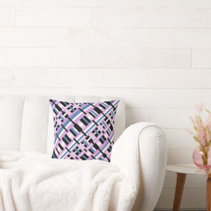 Cojín Decorativo Tapado en azul pizarra, orquídea, negro y blanco