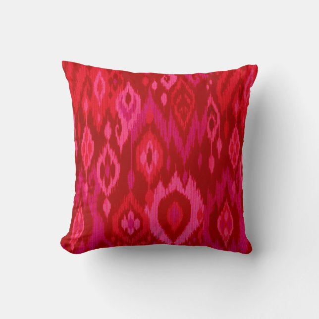 Cojín Decorativo Tapicería tribal fucsia rosada roja elegante de (Anverso)