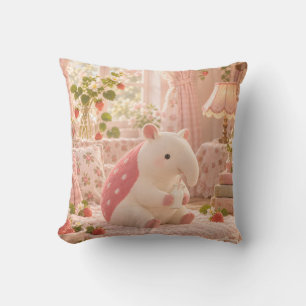 Cojín Decorativo Tapir de Leche de Fresa Casa Rosa Acogedora