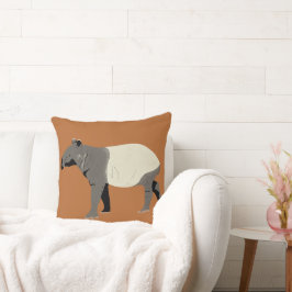 Cojín Decorativo Tapir Malayo Gráfico de Animal Naranja Canela