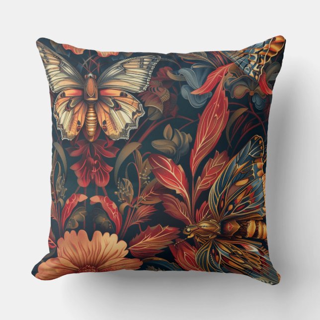 Cojín Decorativo Tapiz de vuelo psicodélico Botánico (Anverso)