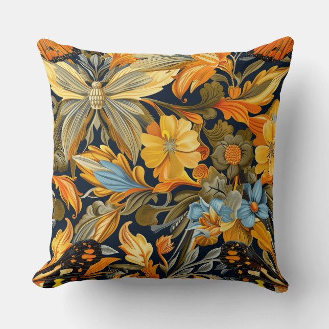 Cojín Decorativo Tapiz de vuelo psicodélico Botánico (Anverso)