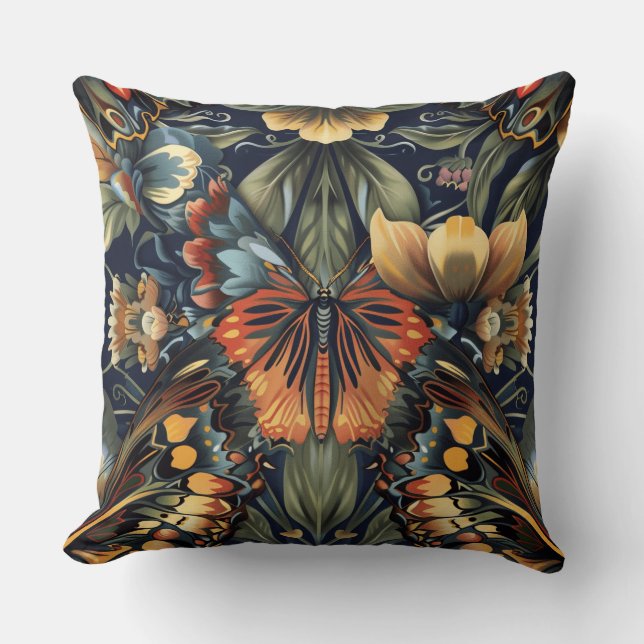 Cojín Decorativo Tapiz de vuelo psicodélico Botánico (Anverso)