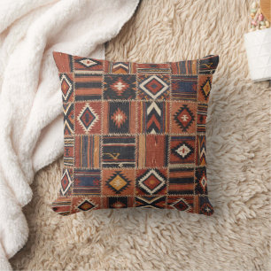 Cojín Decorativo Tapiz geométrico de Kilim de patchwork rústico