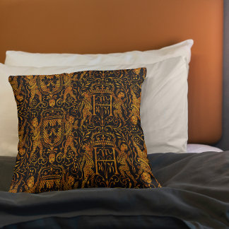 Cojín Decorativo Tapiz Medieval Oro Rojo y Negro