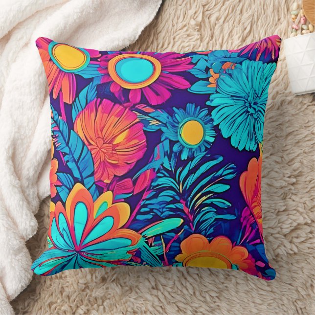 Cojín Decorativo Tapiz Psicodélico Floral (Manta)