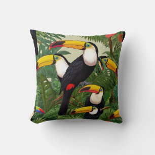 Cojín Decorativo Tapiz tropical: Toucans en la selva tropical
