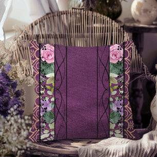 Cojín Decorativo Tapiz Vintage Victoriano Morado Floral