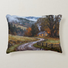 Cojín Decorativo Tarde de Otoño Temprano, Cabaña Acogedora