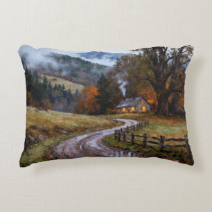 Cojín Decorativo Tarde de Otoño Temprano, Cabaña Acogedora