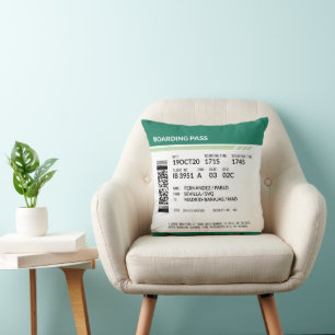 Cojín Decorativo Tarjeta de embarque - Verde