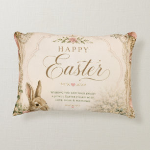 Cojín Decorativo Tarjeta de Feliz Pascua de Acuarela, Pastel