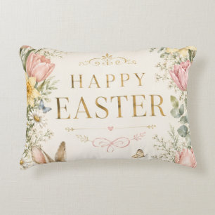Cojín Decorativo Tarjeta de Feliz Pascua en Acuarela, Pastel