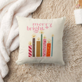 Cojín Decorativo Tarjeta de Navidad Alegre + Brillante ilustrada a