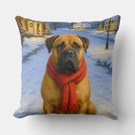 Cojín Decorativo Tarjeta de Navidad de Bullmastiff