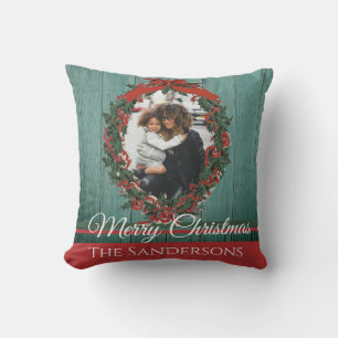 Cojín Decorativo tarjeta de Navidades de fotografía de vacaciones r