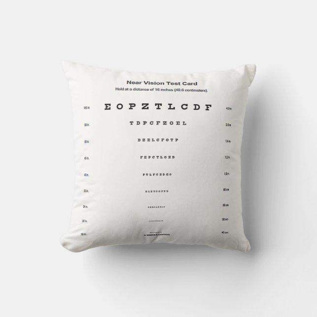 Cojín Decorativo Tarjeta de prueba de visión cercana Examen de agud (Anverso)