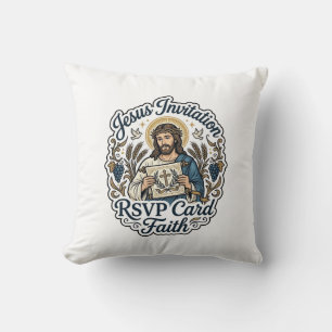 Cojín Decorativo Tarjeta de respuesta a la invitación de Jesús Tarj