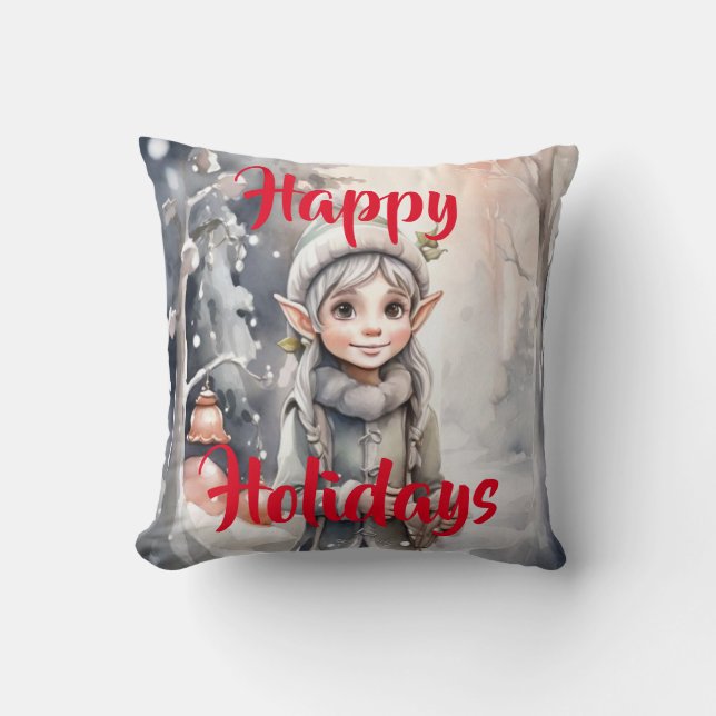 Cojín Decorativo Tarjeta de vacaciones plegada Winter Elf Wonderlan (Anverso)