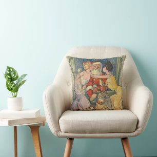 Cojín Decorativo Tarjeta navideña virgen de Santa Kissing