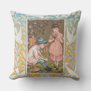 Cojín Decorativo Tarjeta vintage de San Valentín de la era victoria