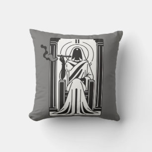 Cojín Decorativo Tarot Alta Sacerdotisa Fumando Hierba Ocultismo