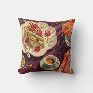 Cojín Decorativo Tarta De Pistacho Y Frambuesa Mesa De Té De Ciruel