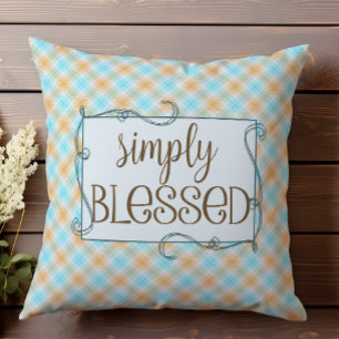Cojín Decorativo Tartan a cuadros azul y naranja Simplemente Bendec