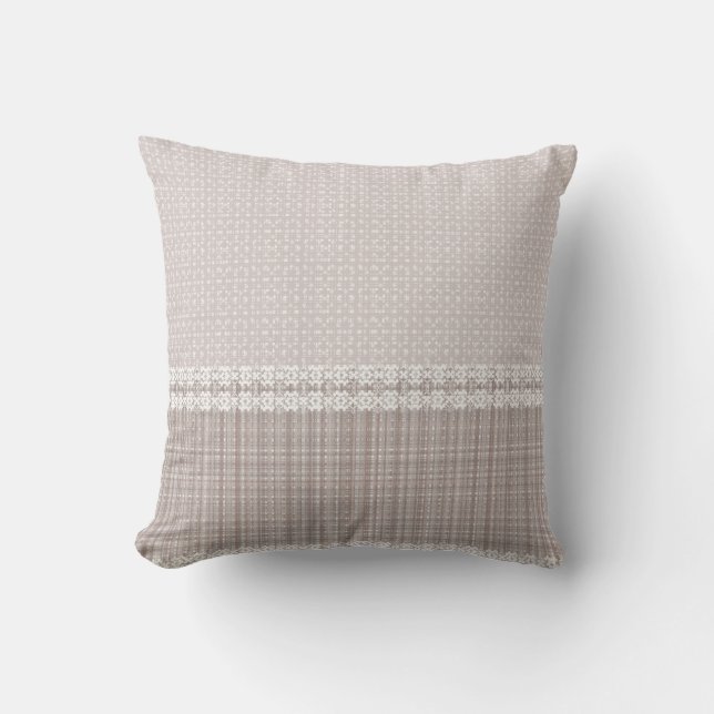 Cojín Decorativo Tartán beige y marrón. (Anverso)