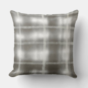 Cojín Decorativo tartán blanco gris turrón búfalo acuarela rústico