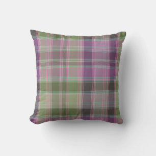 Cojín Decorativo Tartan clásico verde y lila