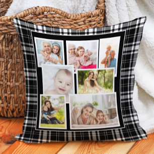 Cojín Decorativo Tartan de búfalo a cuadros negros y blancos person