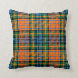 Cojín Decorativo Tartan de cuadros azules, naranjas y verdes del Cl