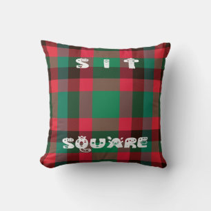 Cojín Decorativo Tartan Escocés a Cuadros Reales con Texto