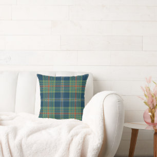 Cojín Decorativo Tartan Escocés de Cuadros Azules y Verdes