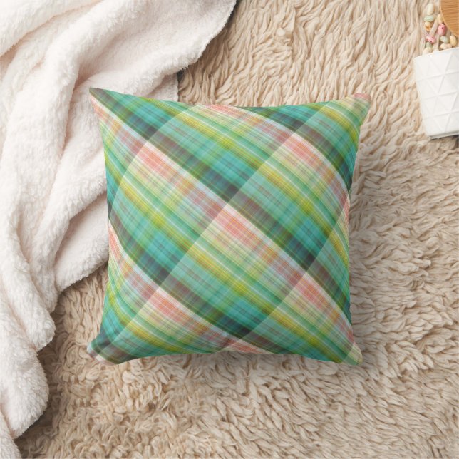 Cojín Decorativo Tartan Green Tan Plaid moderno (Manta)