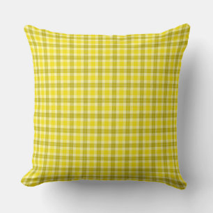 Cojín Decorativo Tartan Plaid Amarillo de Tres Colores