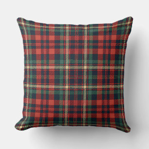 Cojín Decorativo Tartan Plaid Escocés Rojo y Verde Tradicional