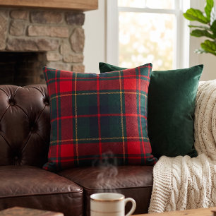 Cojín Decorativo Tartan Plaid Rojo Verde Clásico
