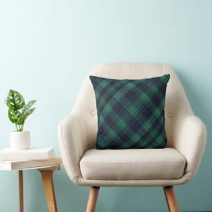 Cojín Decorativo Tartan Plaid Verde y Azul