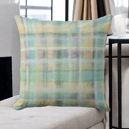 Cojín Decorativo Tartán plasto sabio pastel amarillo gris verde