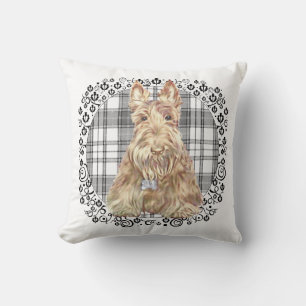 Cojín Decorativo Tartan Scottie Negro y Blanco