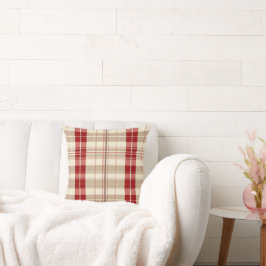 Cojín Decorativo Tartán Tartán con un patrón plateado rojo y tan Be