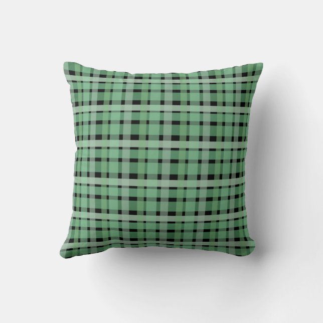 Cojín Decorativo Tartán Tartan Green Stripes En Negro (Reverso)