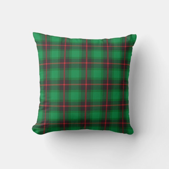 Cojín Decorativo Tartán Verde Rojo Tradicional Escocia Trendy (Anverso)