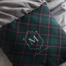 Cojín Decorativo Tartan Verde y Rosa | Navidad con Monograma Person