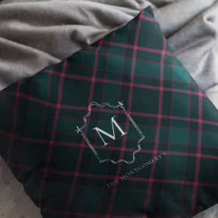 Cojín Decorativo Tartán verde y rosa   Navidades Monogramas persona