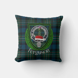 Cojín Decorativo Tartan y Cresta del Clan Escocés Ferguson