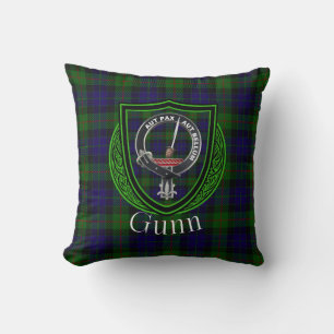 Cojín Decorativo Tartan y Cresta del Clan Escocés Gunn